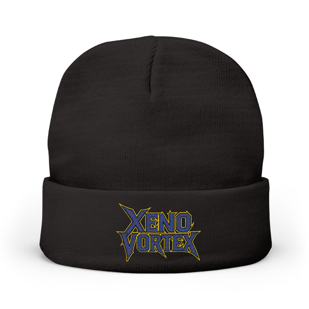Embroidered 'Xeno Vortex' Knit Beanie — Gray Music Band Logo Winter Hat - DUST & RUST