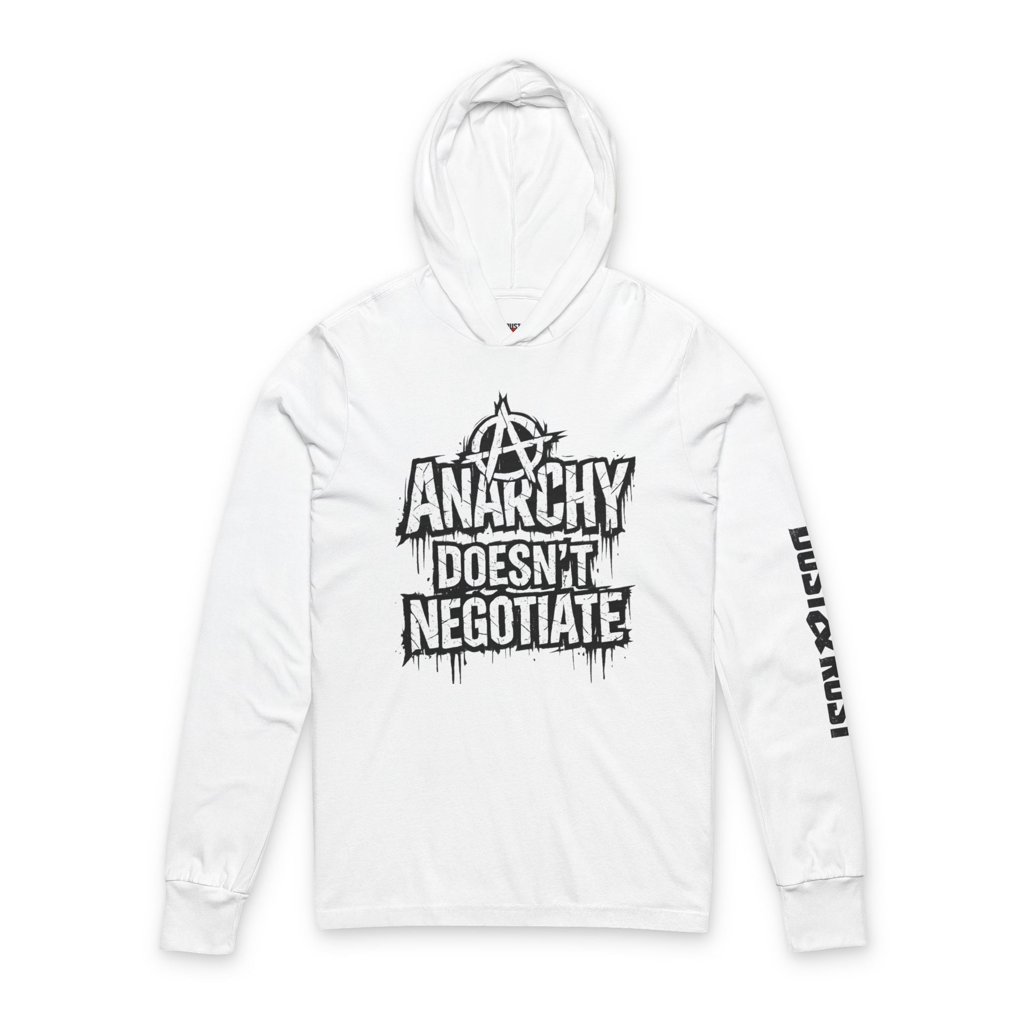 Anarchy Graphic Hooded Long Sleeve Tee — "Anarchy Doesn't Negotiate" - DUST & RUST