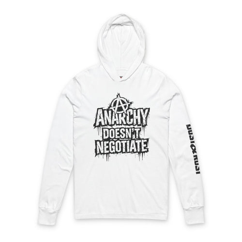 Anarchy Graphic Hooded Long Sleeve Tee — "Anarchy Doesn't Negotiate" - DUST & RUST