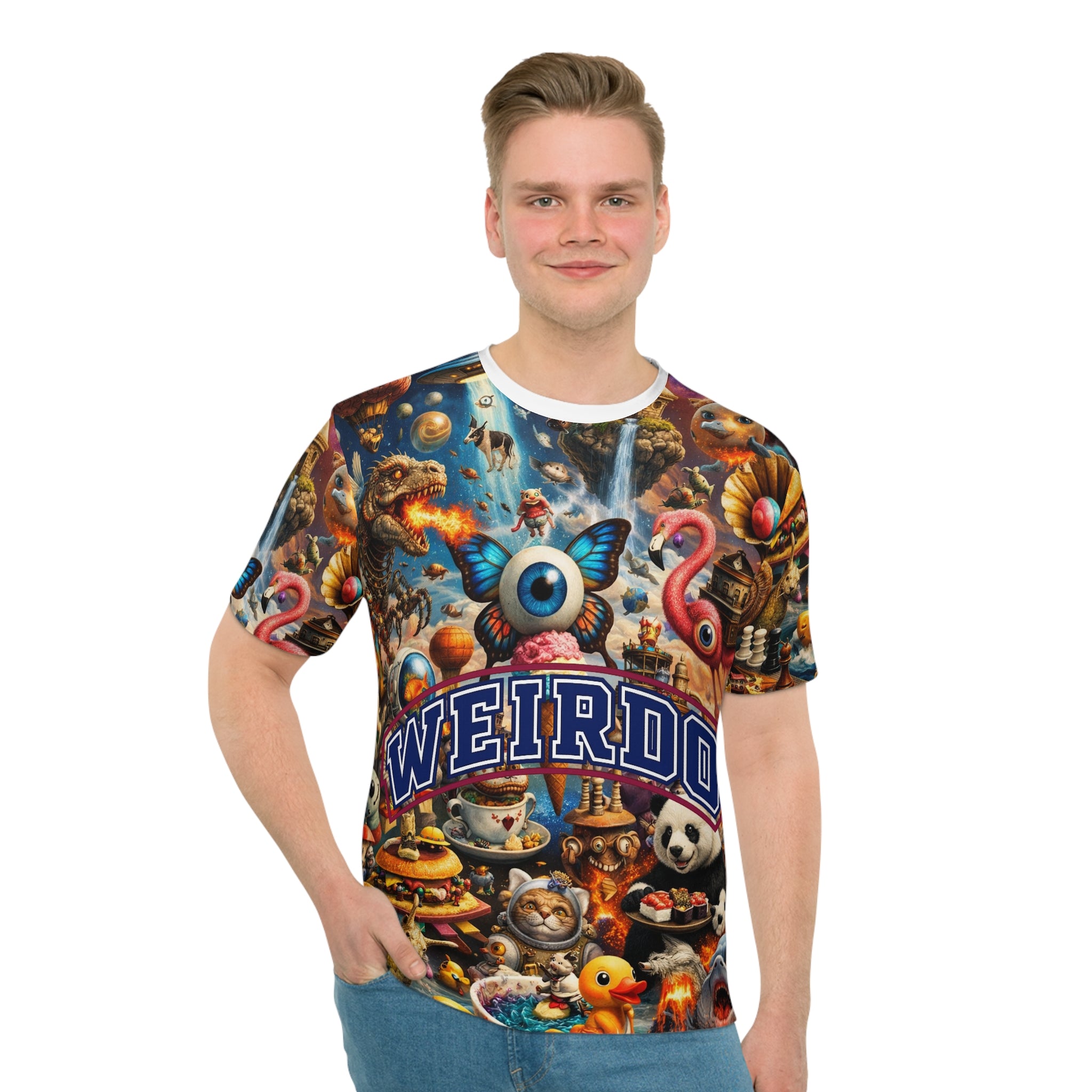 Weirdo Big Eye Graphic T‑Shirt — Quirky All-Over Print Tee for Men - DUST & RUST