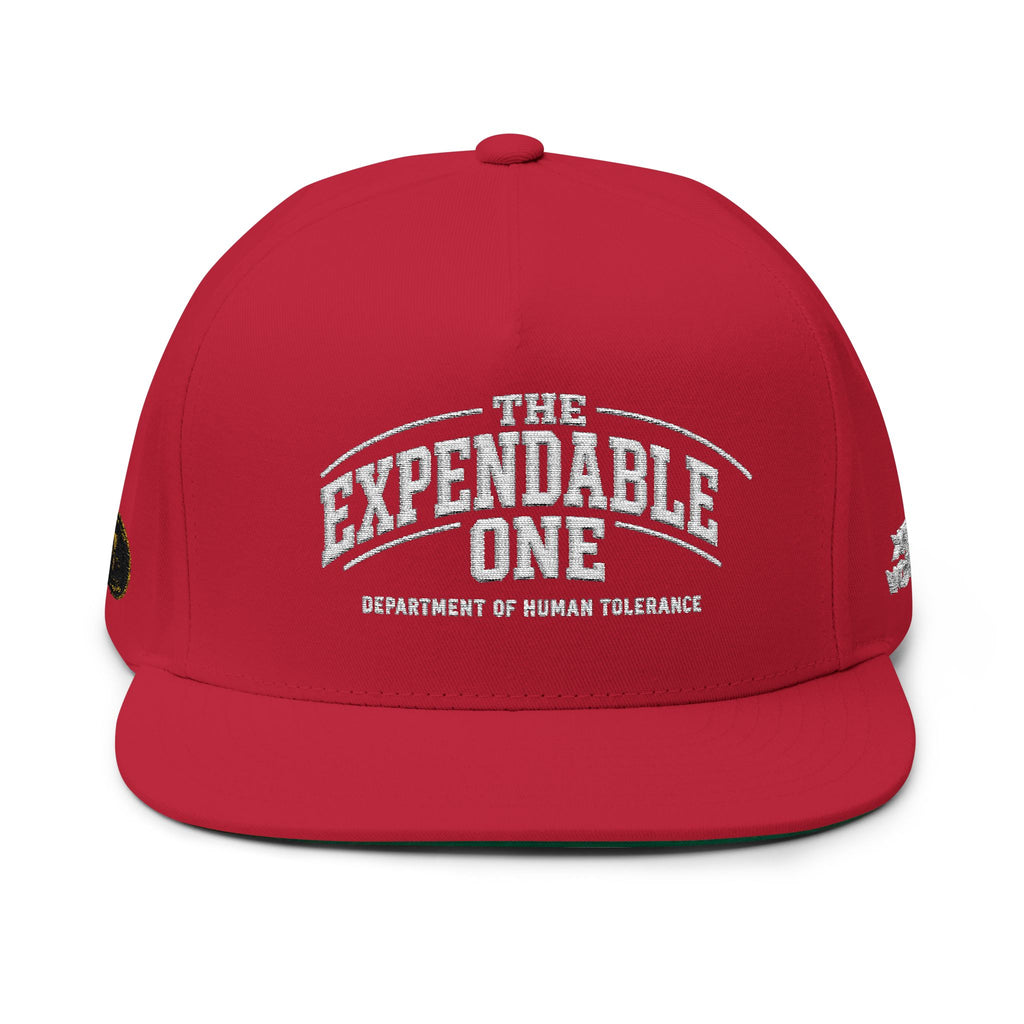 Flat Bill Cap — "The Expendable One" Embroidered Retro Patch Hat - DUST & RUST