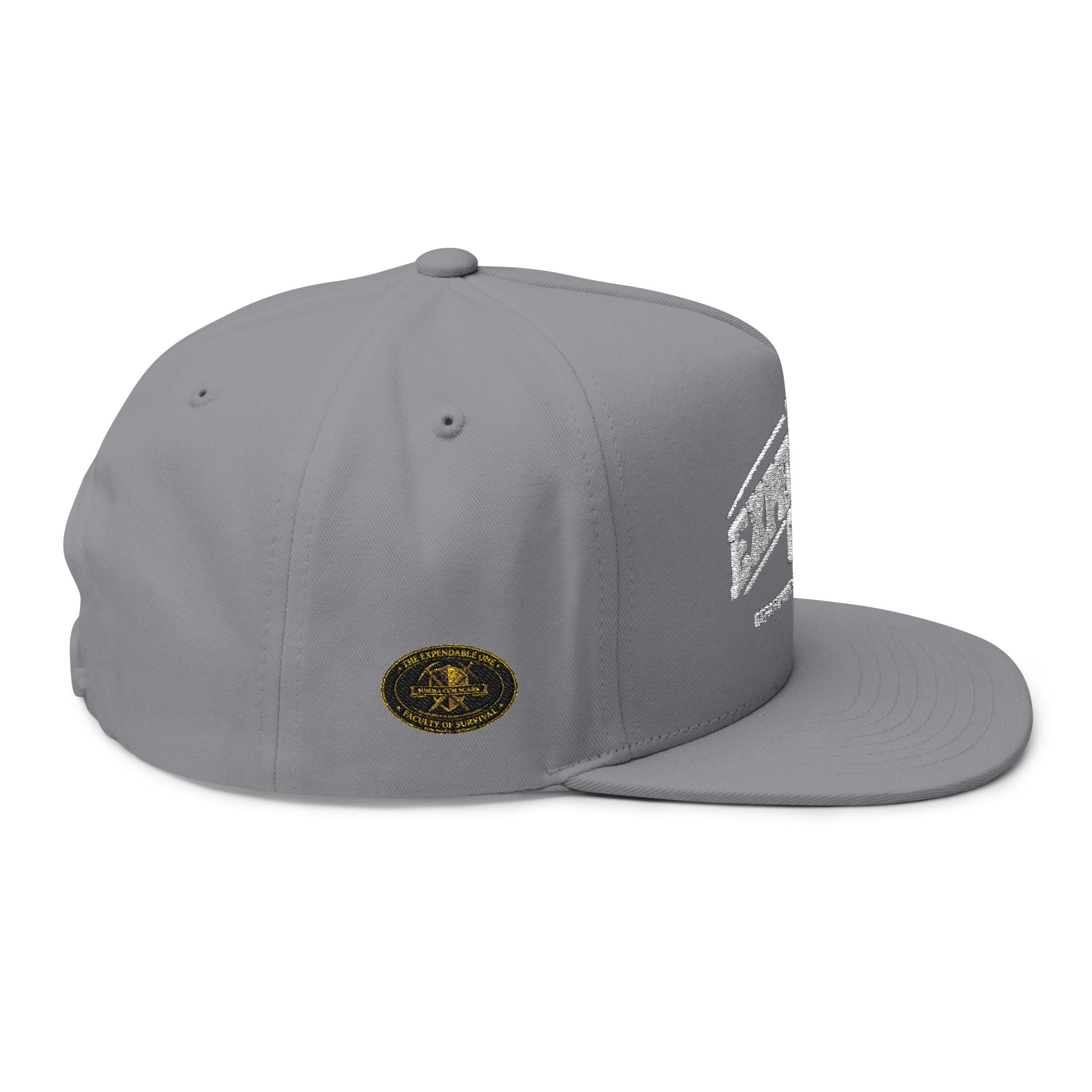 Flat Bill Cap — "The Expendable One" Embroidered Retro Patch Hat - DUST & RUST