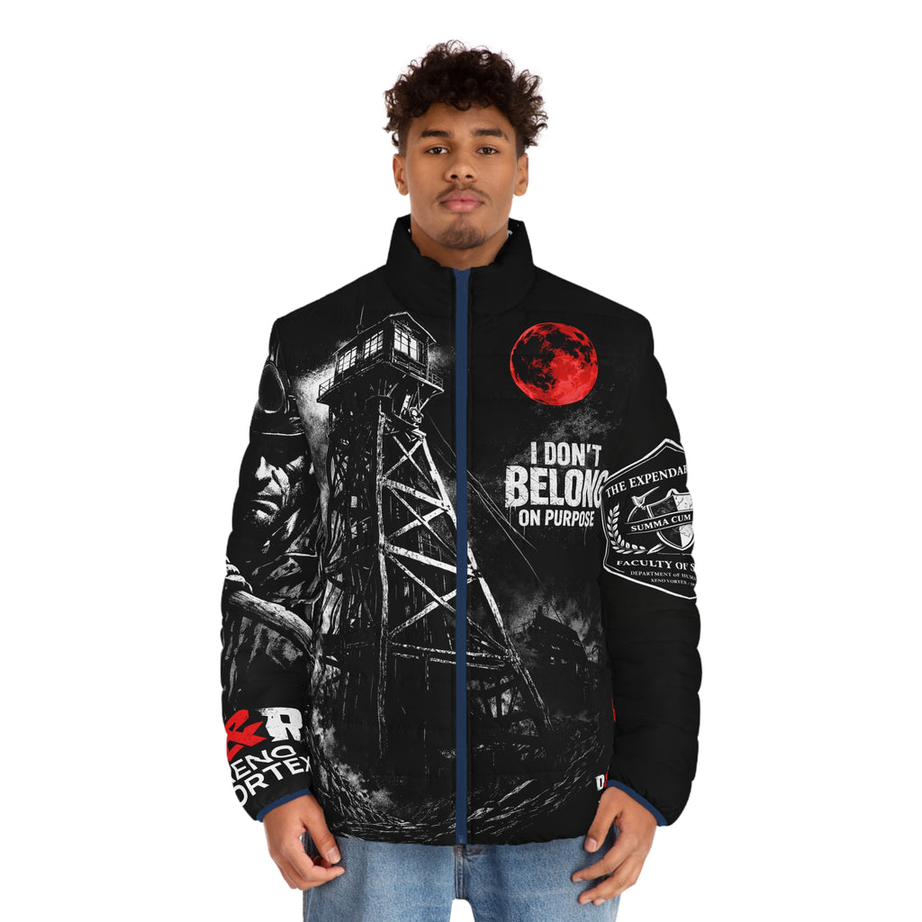 The Expendable One Puffer Jacket — "I Don't Belong On Purpose" Miner Graphic - DUST & RUST