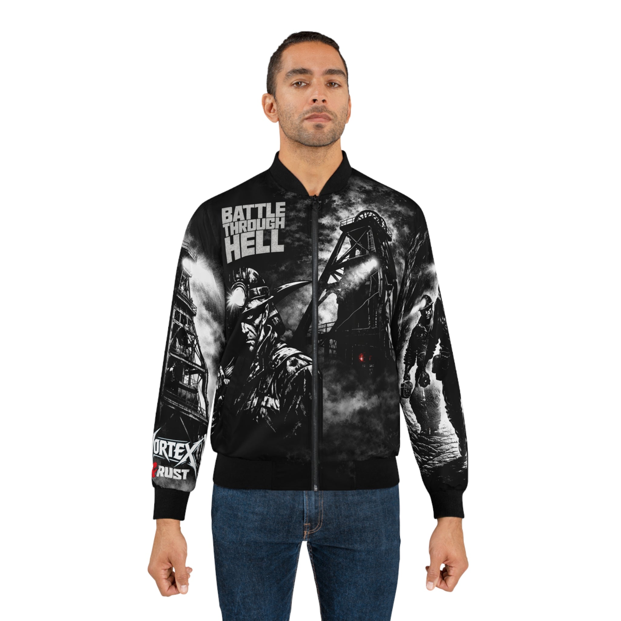 Battle Through Hell Bomber Jacket — 'The Expendable One' Tactical Graphic Jacket - DUST & RUST