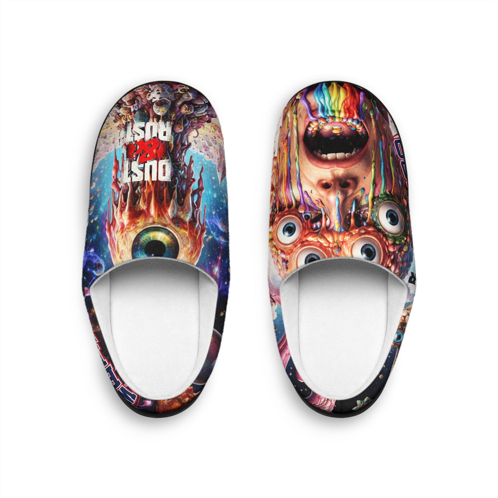 Psychedelic Monster Print Slippers — Men's Indoor Cozy Slides - DUST & RUST