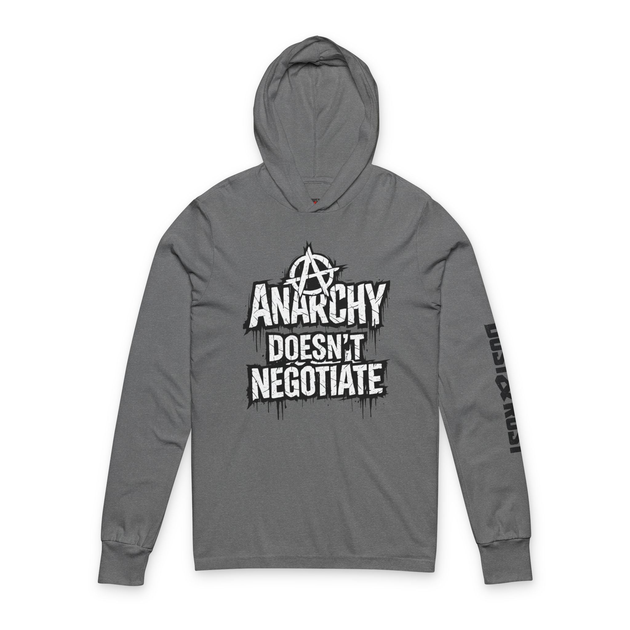 Anarchy Graphic Hooded Long Sleeve Tee — "Anarchy Doesn't Negotiate" - DUST & RUST