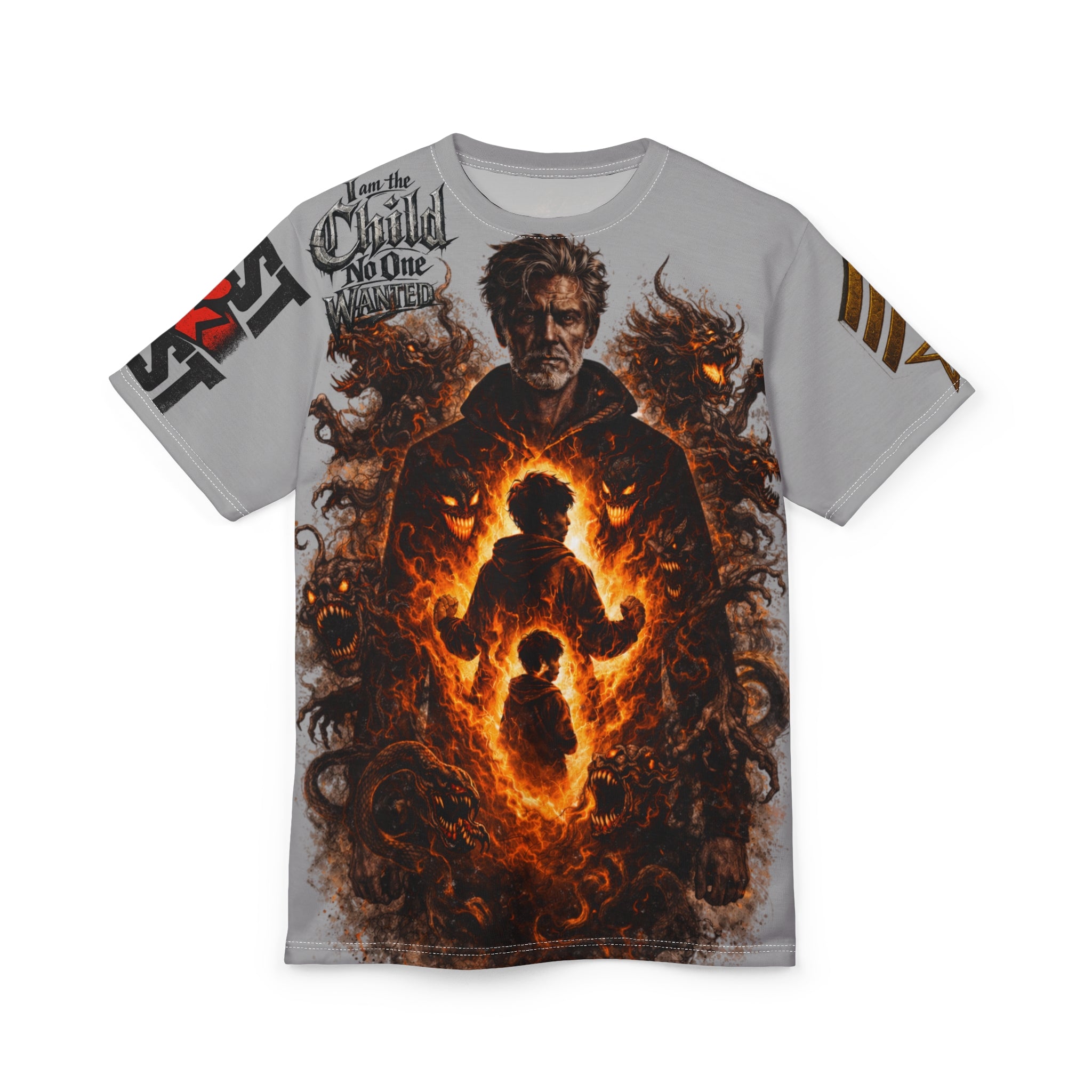 Fireborn Fantasy Tee — "No Child Left Behind" Dramatic All-Over Print - DUST & RUST