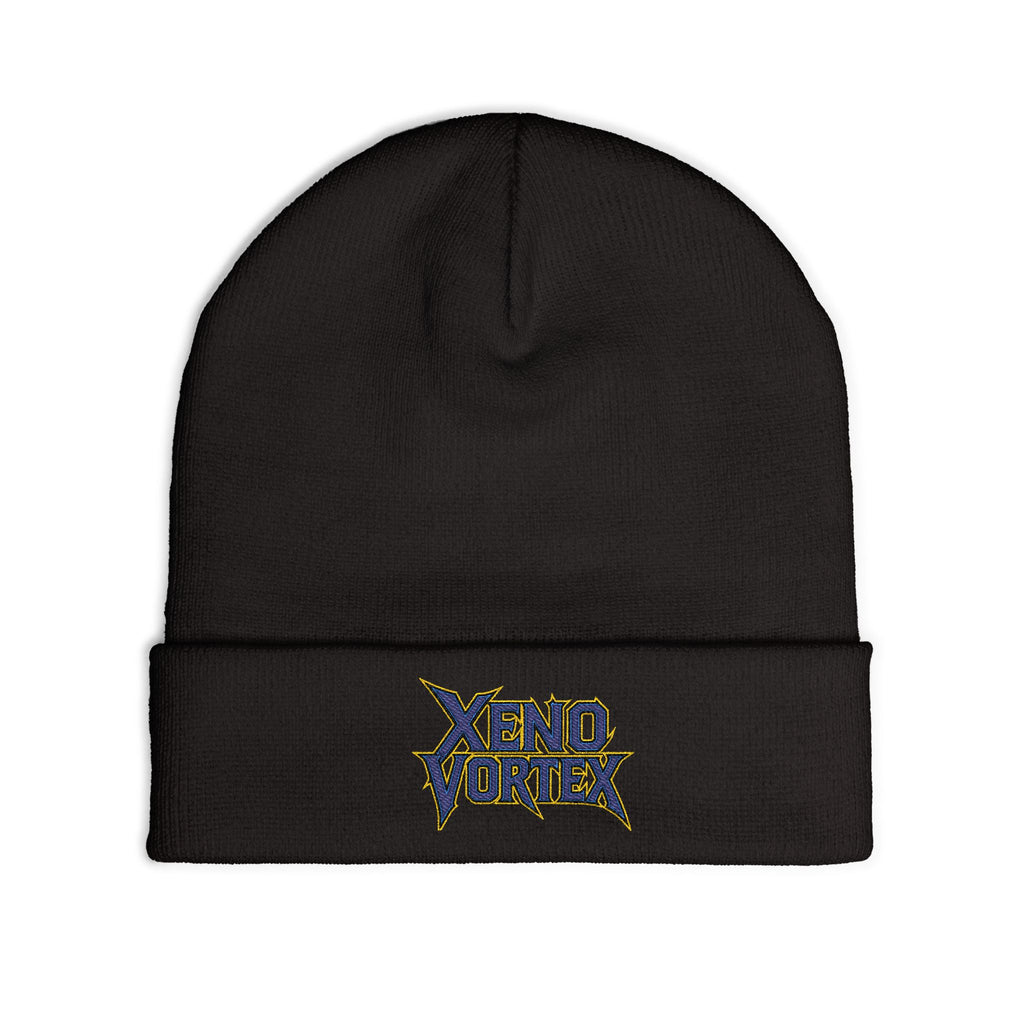 Embroidered 'Xeno Vortex' Knit Beanie — Gray Music Band Logo Winter Hat - DUST & RUST